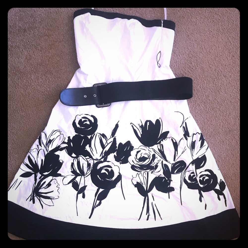 White House Black Market Strapless Dress with Belt